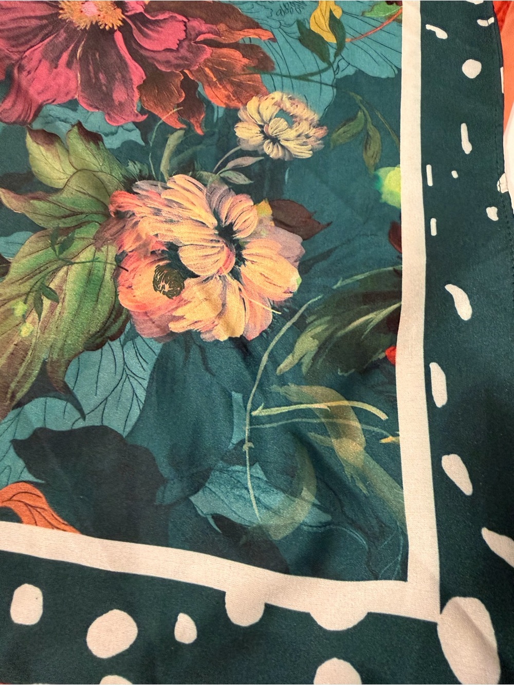 Anthropologie Wallpaper Print Scarves Set of 2 Floral Polka Dot Green NEW - Picture 4 of 5